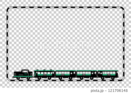線路のフレームとおもちゃ風のくしろ湿原ノロッコ号の黒をベースとしたデザイン 121706148