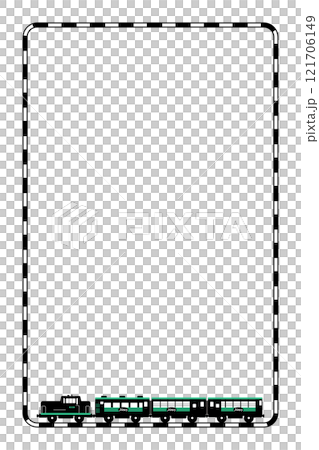 A vertical design based on the black of the railroad frame and the toy-like Kushiro Marsh Norokko train 121706149