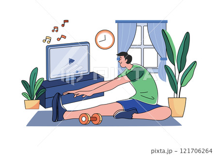 Man Doing Exercise At Home 121706264