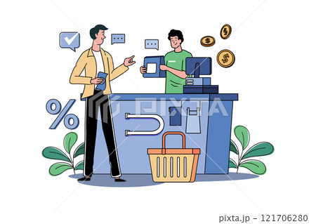 The Man Received The Bag From The Cashier 121706280