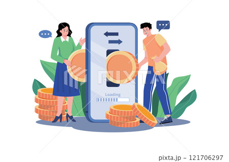 Cryptocurrency Exchange Illustration concept on white background 121706297