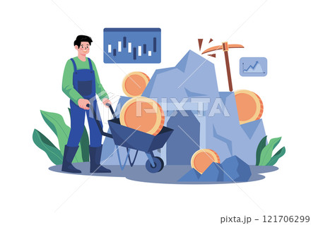 Cryptocurrency Mining Illustration concept on white background 121706299