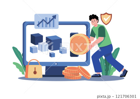 Blockchain Investment Illustration concept on white background 121706301