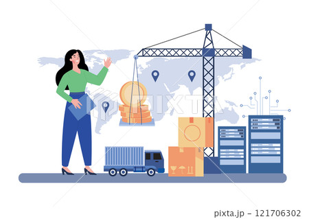 Blockchain Supply Chain Illustration concept on white background Blockchain Supply Chain Illustration concept on white background 121706302