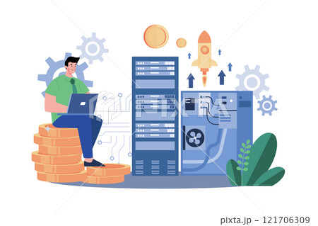Big Data Processing Illustration concept on white background 121706309