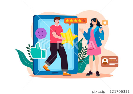 Customer Product Rating Review Illustration concept on white background Customer Product Rating Review Illustration concept on white background 121706331