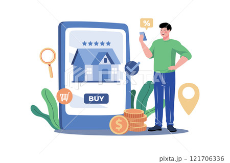 Man search property with mobile online. Man search property with mobile online. 121706336