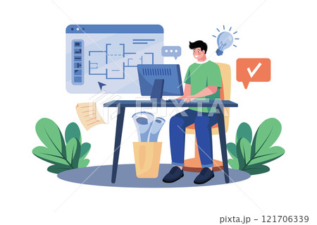 Man search apartments and houses online with laptop device. Man search apartments and houses online with laptop device. 121706339