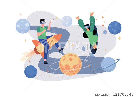 Metaverse Illustration concept. A flat illustration isolated on white background 121706346