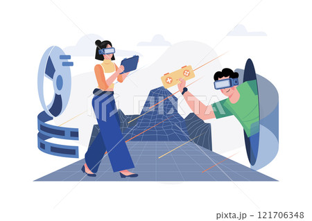 Metaverse Illustration concept. A flat illustration isolated on white background Metaverse Illustration concept. A flat illustration isolated on white background 121706348
