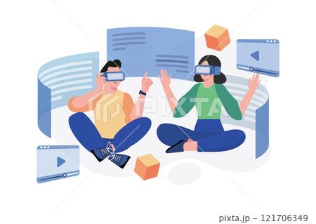 Metaverse Illustration concept. A flat illustration isolated on white background 121706349