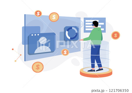 Metaverse Illustration concept. A flat illustration isolated on white background 121706350