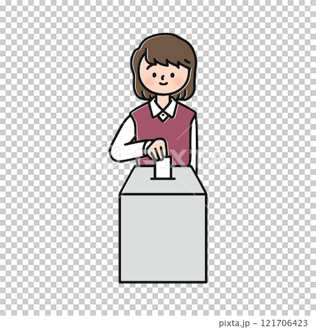 投票する女性 121706423