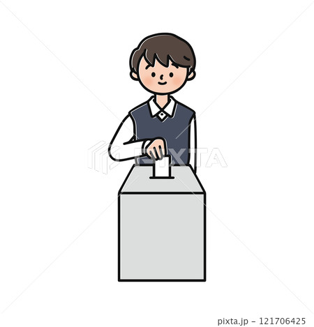 投票する男性 121706425