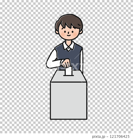 投票する男性 121706425