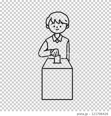 投票する男性 線画 投票する男性 線画 121706426