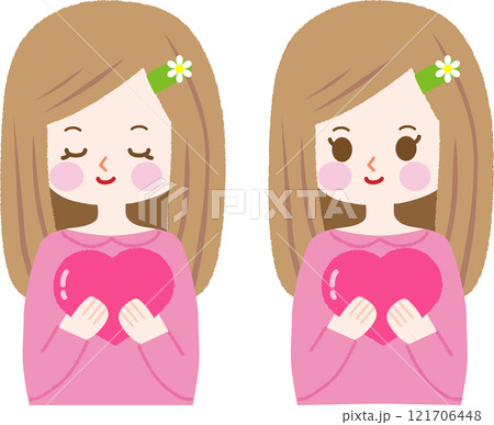 ハートを持っている女性 121706448