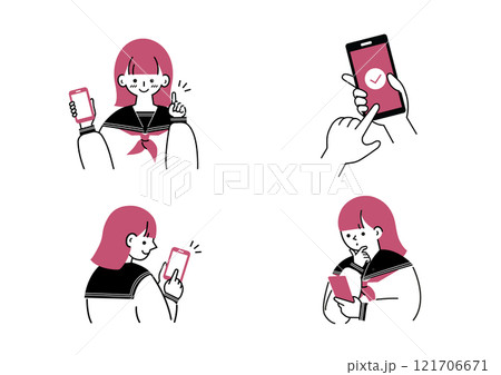 スマホを操作する女子高生 スマホを操作する女子高生 121706671