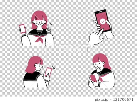 スマホを操作する女子高生 スマホを操作する女子高生 121706671