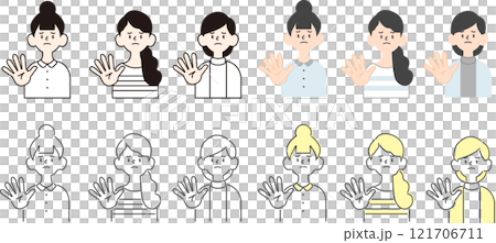 簡單的女性圖示 4 圖案_困擾的臉 121706711