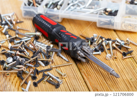 Multifunctional screwdriver among various self-tapping screws Multifunctional screwdriver among various self-tapping screws 121706800