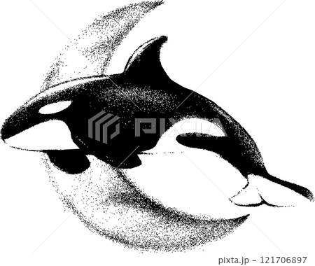 月とシャチのアートな点画イラスト 月とシャチのアートな点画イラスト 121706897