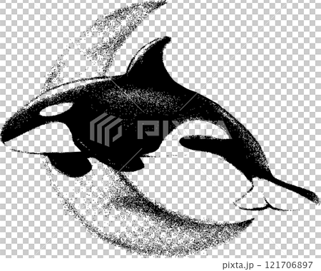 月とシャチのアートな点画イラスト 月とシャチのアートな点画イラスト 121706897
