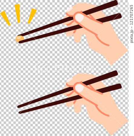 箸で豆をつまむ手 121707265