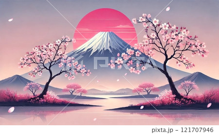 桜と富士山3 121707946