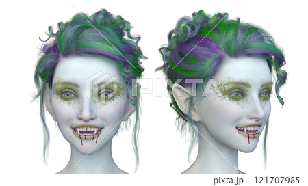 女性ヴァンパイアの顔クローズアップ 121707985