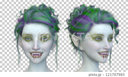 女性ヴァンパイアの顔クローズアップ 121707985