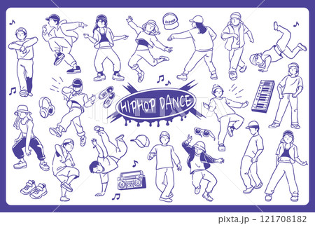 ヒップ・ホップダンスを踊る人。ベクターイラスト素材。 ヒップ・ホップダンスを踊る人。ベクターイラスト素材。 121708182