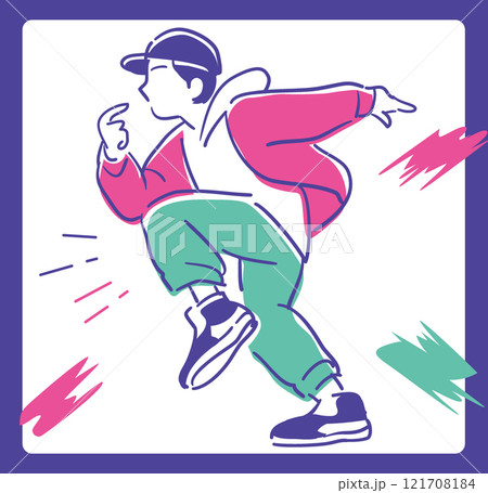 ヒップ・ホップダンスを踊る人。ベクターイラスト素材。 ヒップ・ホップダンスを踊る人。ベクターイラスト素材。 121708184
