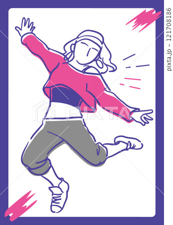 ヒップ・ホップダンスを踊る人。ベクターイラスト素材。 ヒップ・ホップダンスを踊る人。ベクターイラスト素材。 121708186