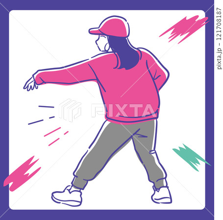 ヒップ・ホップダンスを踊る人。ベクターイラスト素材。 ヒップ・ホップダンスを踊る人。ベクターイラスト素材。 121708187
