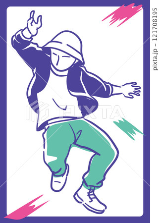 ヒップ・ホップダンスを踊る人。ベクターイラスト素材。 121708195
