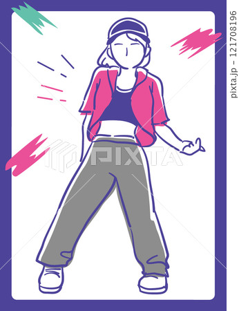 ヒップ・ホップダンスを踊る人。ベクターイラスト素材。 ヒップ・ホップダンスを踊る人。ベクターイラスト素材。 121708196