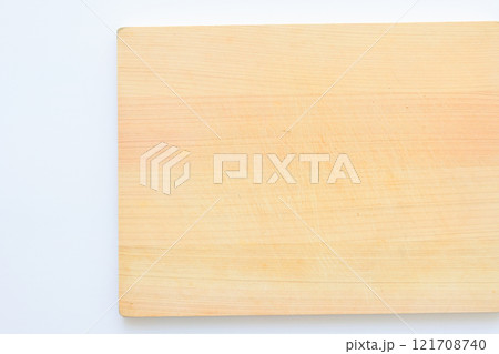 wooden cutting board isolated on white background, plank wood in the kitchen 121708740