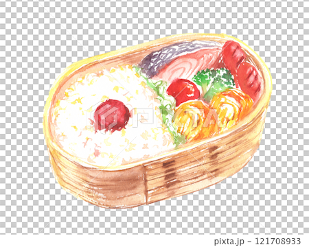 水彩で描いたお弁当のイラスト 水彩で描いたお弁当のイラスト 121708933
