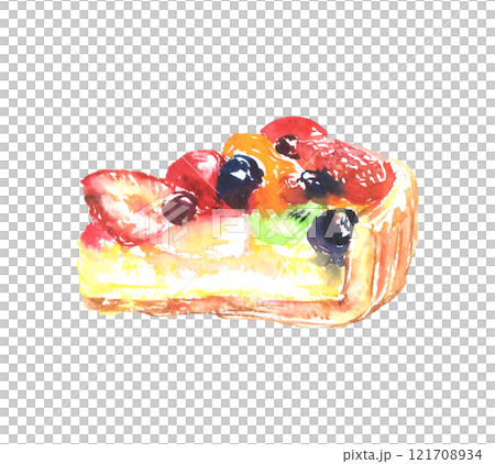 Fruit tart watercolor illustration 121708934