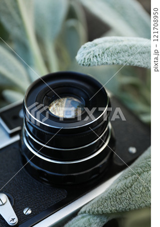 Retro camera, photo shooting on retro camera 121708950