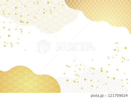 雲海の和柄和風の金和紙背景1 121709024