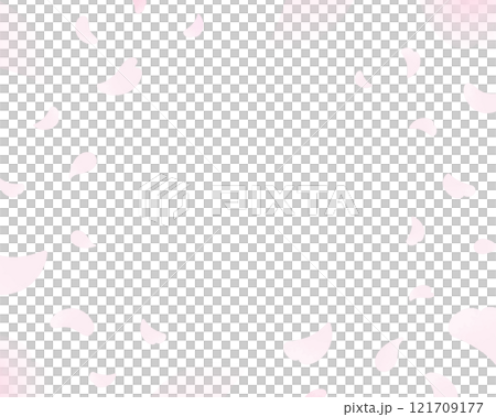 桜の花吹雪。舞い散る花びら。シンプルな桜のフレーム背景素材。 桜の花吹雪。舞い散る花びら。シンプルな桜のフレーム背景素材。 121709177