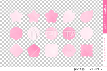 A pink frame that colors spring. A set of simple frame materials of cherry blossoms and petals. A pink frame that colors spring. A set of simple frame materials of cherry blossoms and petals. 121709178