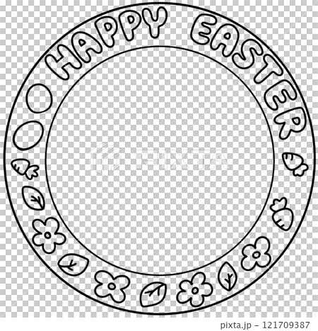 Happy Easter Circle Sign Line Illustration Happy Easter Circle Sign Line Illustration 121709387