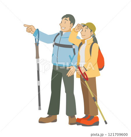 遠くの景色を楽しむカップル 121709600