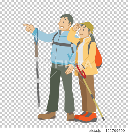 遠くの景色を楽しむカップル 121709600