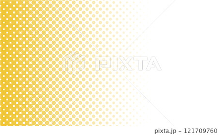 黄色グラデーションのハーフトーン（ドットのグラデーション）背景イラスト 121709760