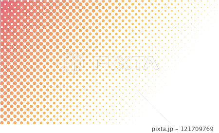 サーモンピンクのグラデーションのハーフトーン（ドットのグラデーション）背景イラスト 121709769