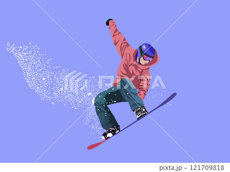 スノーボーダーと雪煙イラスト 121709818